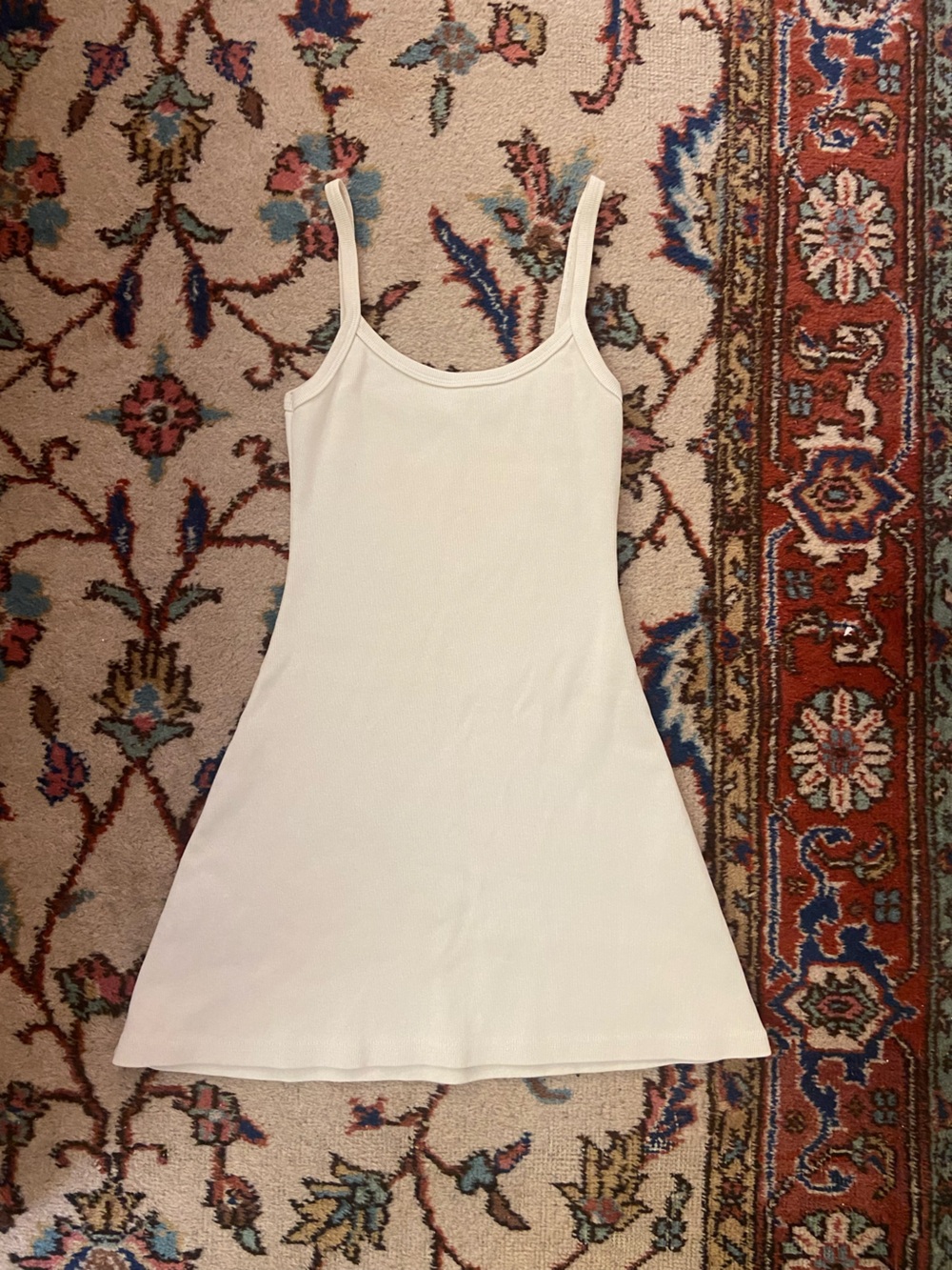 Los Angeles Apparel Cream Ribbed Mini Tank Dress